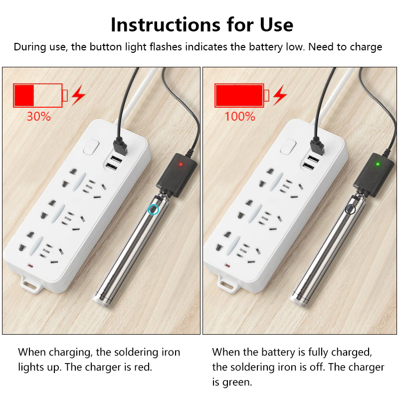 Паяльник беспроводной USB Handskit 5V 8 Вт с комплектующими Grey (67664) - фото 3