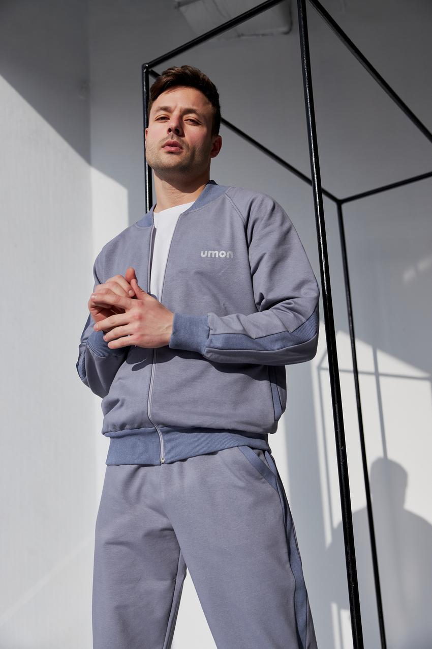 Костюм спортивный мужской Umon М80.2 на замке со стойкой 2-нить M Серый (784-1-61) - фото 3