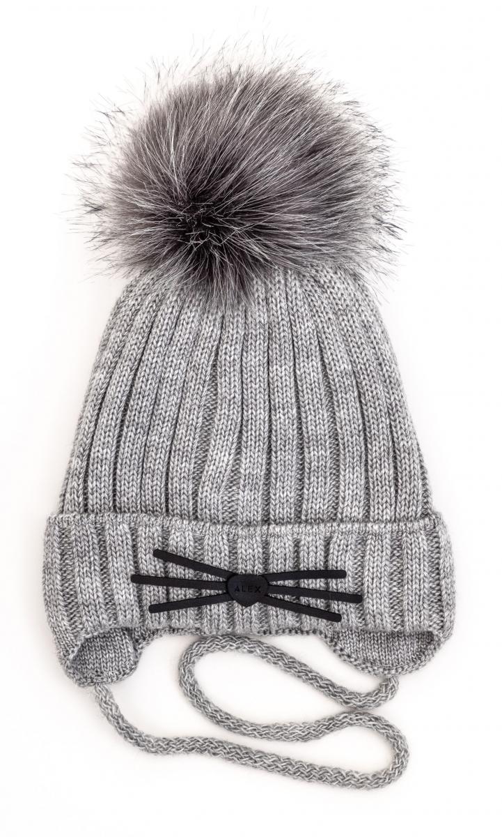 Шапка детская зимняя Alex Котик 48-52 см Светло-серый