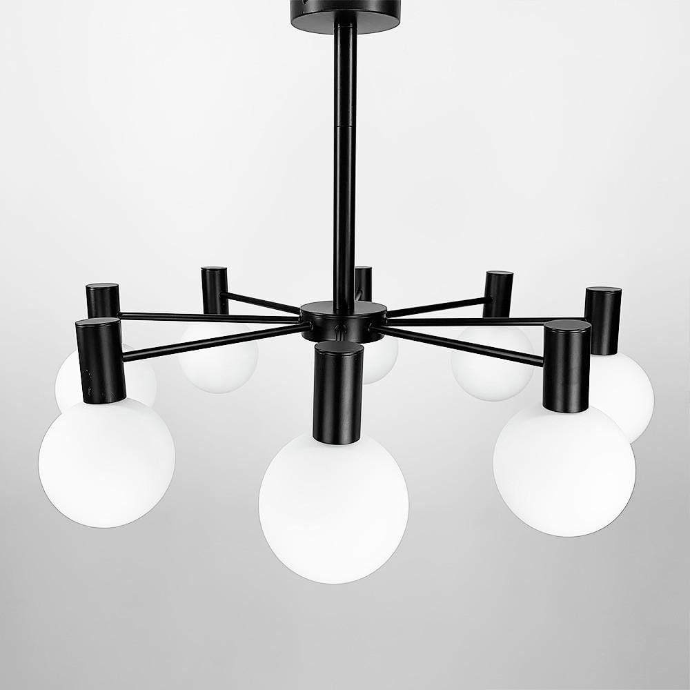 Люстра современная с 8 белыми плафонами Черный (MJ89/8 BK/WT)