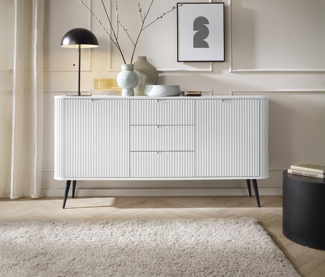 Комод Perfect Home Zova KSZ168 2-дверный с 3 ящиками и черными ножками Белый (PFH-091279)