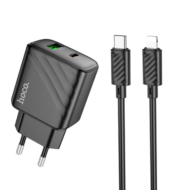 Зарядний мережевий адаптер Hoco CS23A Type-C to Lightning cable 30W 3A Black