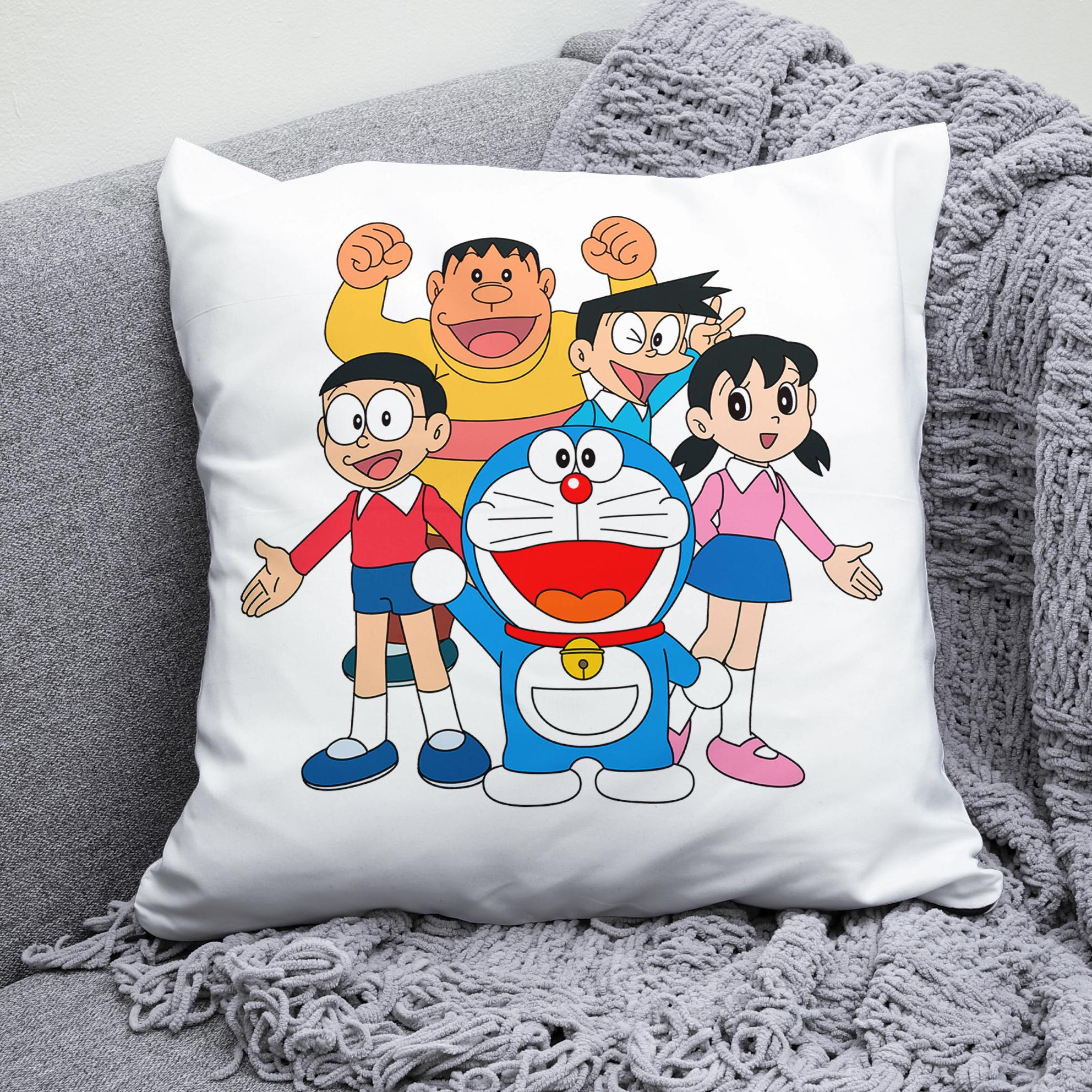 Плюшевая подушка квадрат с принтом Happy Doraemon