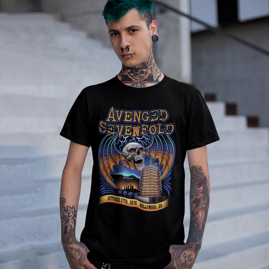 Футболка унісекс Avenged Sevenfold Hollywood 2016 4XL Чорний (00000005980)
