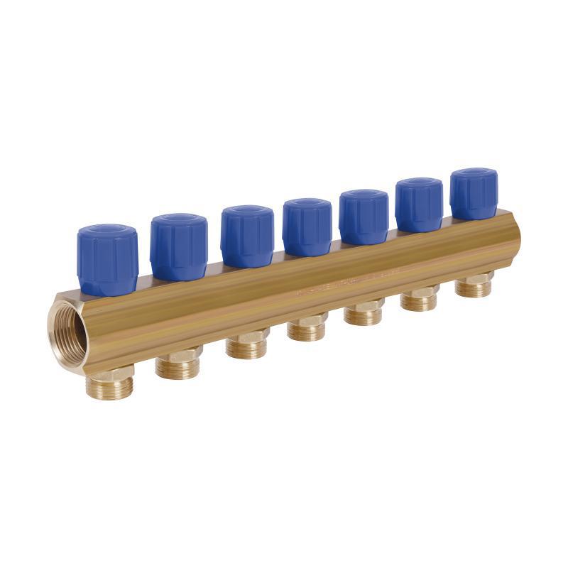 Коллектор ICMA №1105 с регулирующими вентилями 1" 7 выходов Blue (SD00049610)