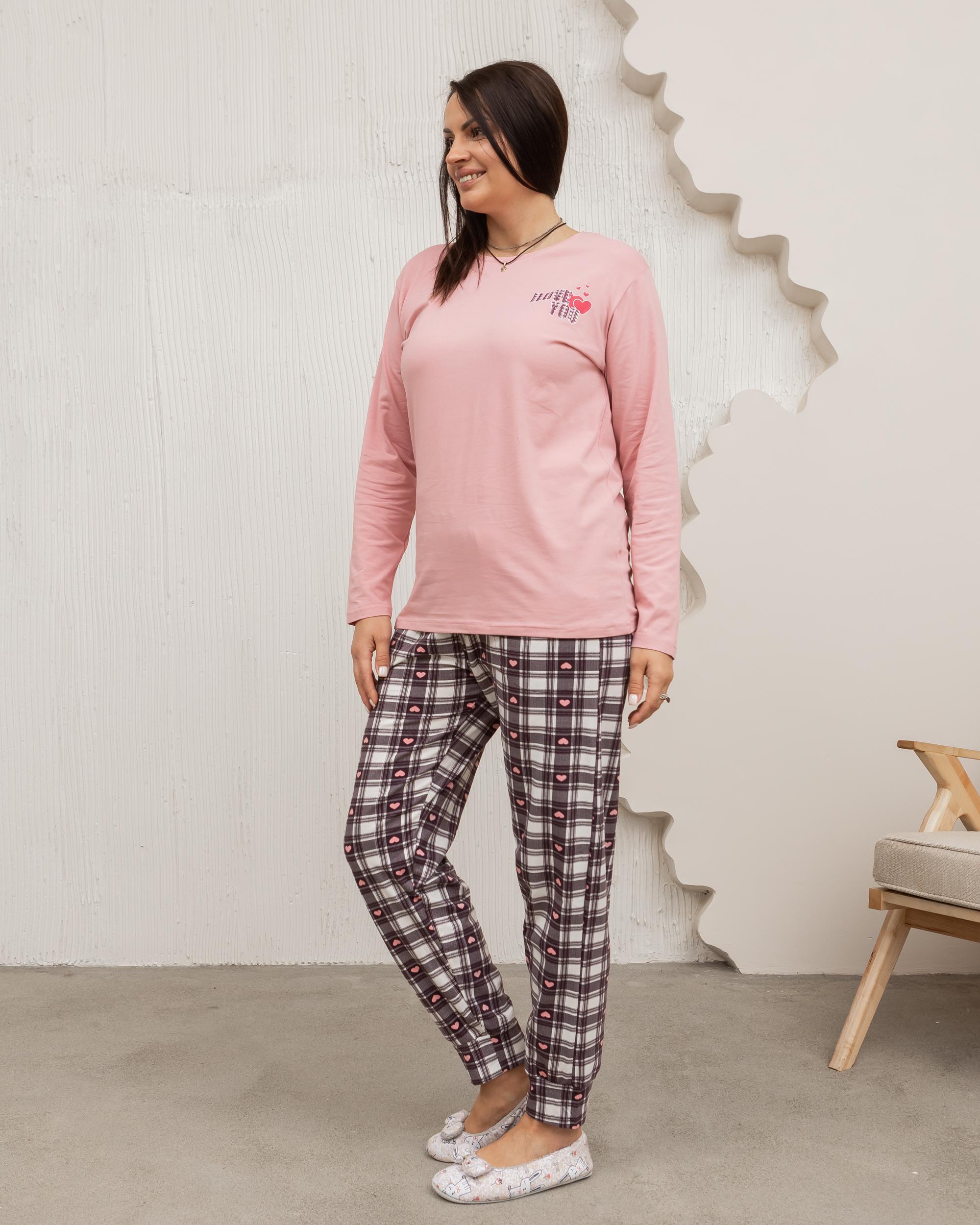 Комплект батальный со штанами Сердечки 30072 5XL Розовый