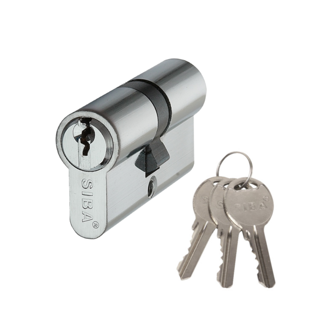 Цилиндр дверной Siba английский ключ-ключ 80 мм 40х40 мм Хром (35.10.35/CK 3K)