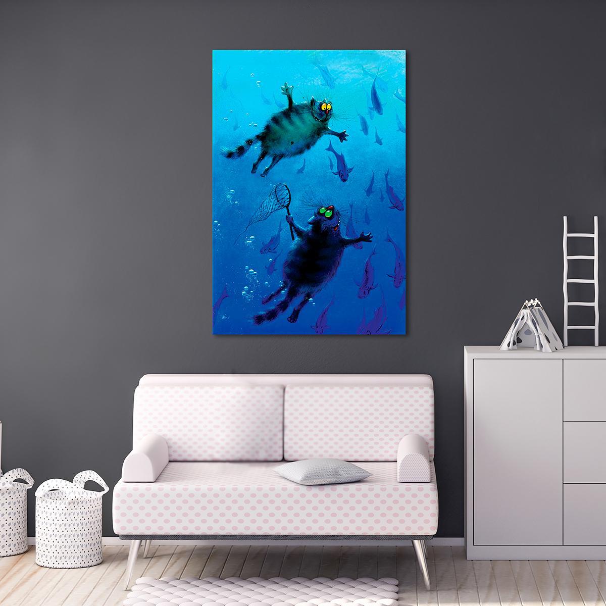 Модульная картина Коты октонавты 1 модуль 50x75 см