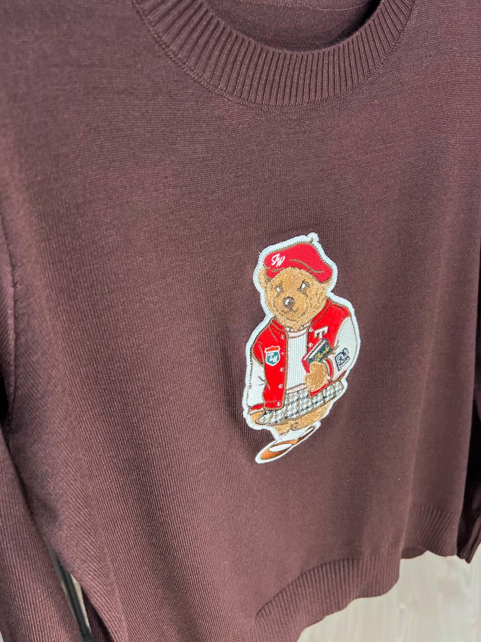 Светр жіночий A-N 2609 базовий тонкий Ведмедик середня довжина OS Червоний/Коричневий (3739) - фото 6 Светр жіночий A-N 2609 базовий тонкий Ведмедик середня довжина OS Червоний/Коричневий (3739) - фото 6