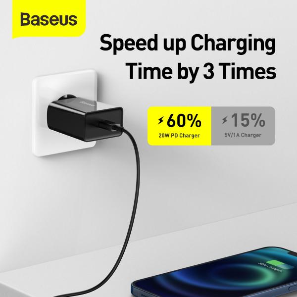 Зарядное устройство Baseus 20W Speed Mini Quick Charger 3.0 Power Delivery 3.0 1Type-C 3A Black (CCFS-SN01) - фото 13 Зарядное устройство Baseus 20W Speed Mini Quick Charger 3.0 Power Delivery 3.0 1Type-C 3A Black (CCFS-SN01) - фото 13