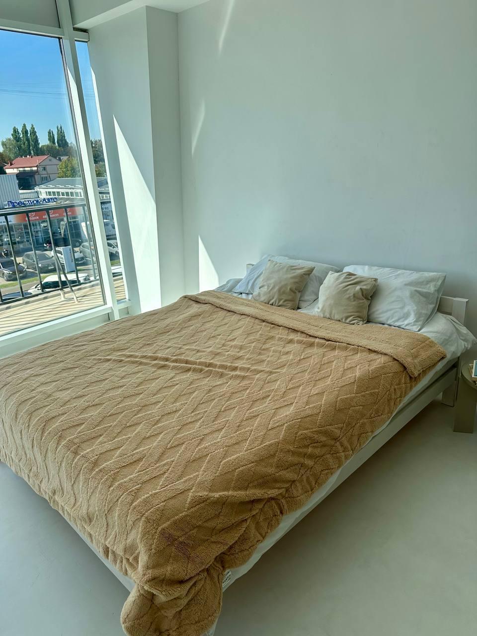 Покрывало двойное овчина 200х230 см Бежевый (Д-al-ovchina-pled-001-03)