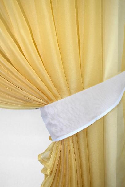 Занавеска на кухню/балкон шифон 280х170 см Янтарный/Белый (076к) - фото 3