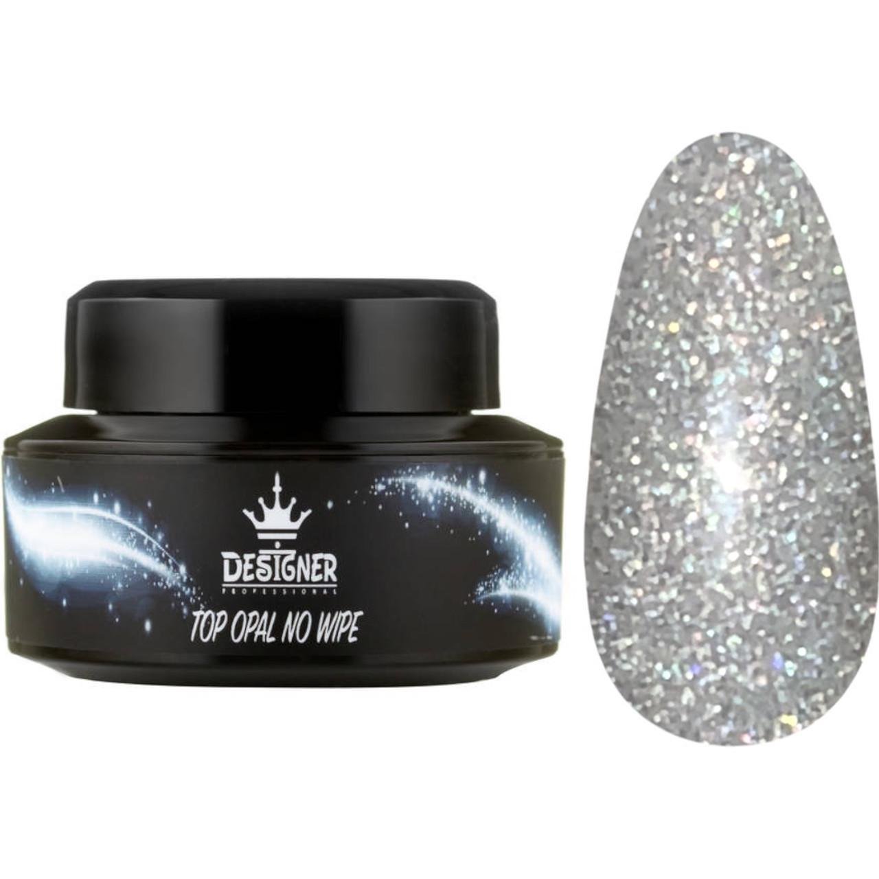 Топовое покрытие Designer Professional Top Opal с блестками без липкого слоя 15 мл