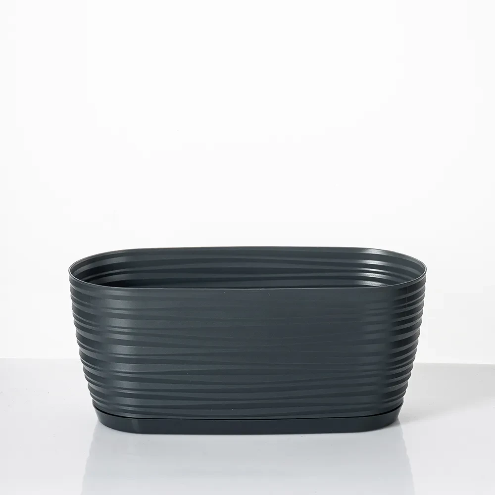 Кашпо для цветов Form-Plastic Сахара петит овальное с подставкой 4,2 л 13х13х31 см Черный (7752762942)
