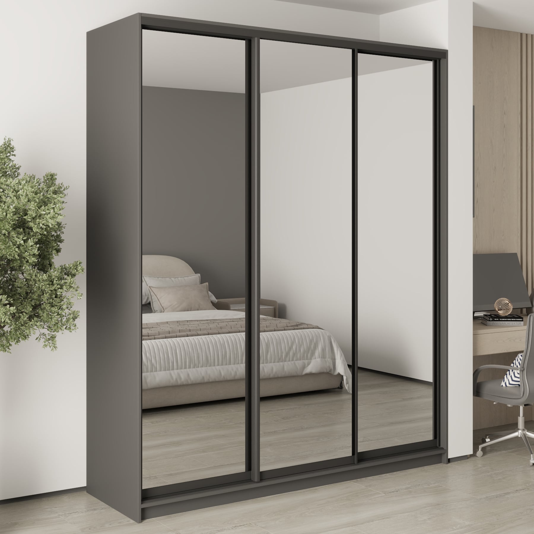 Шафа-купе тридверна Mebel Star Комбо BG MBS-9790 200х45х240 см Антрацит (1009779) Шафа-купе тридверна Mebel Star Комбо BG MBS-9790 200х45х240 см Антрацит (1009779)