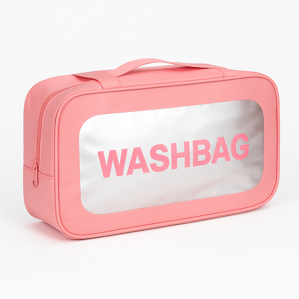 Косметичка дорожная с прозрачной вставкой Washbag R91535-S 26х15х9,5 см Розовый (29079549)