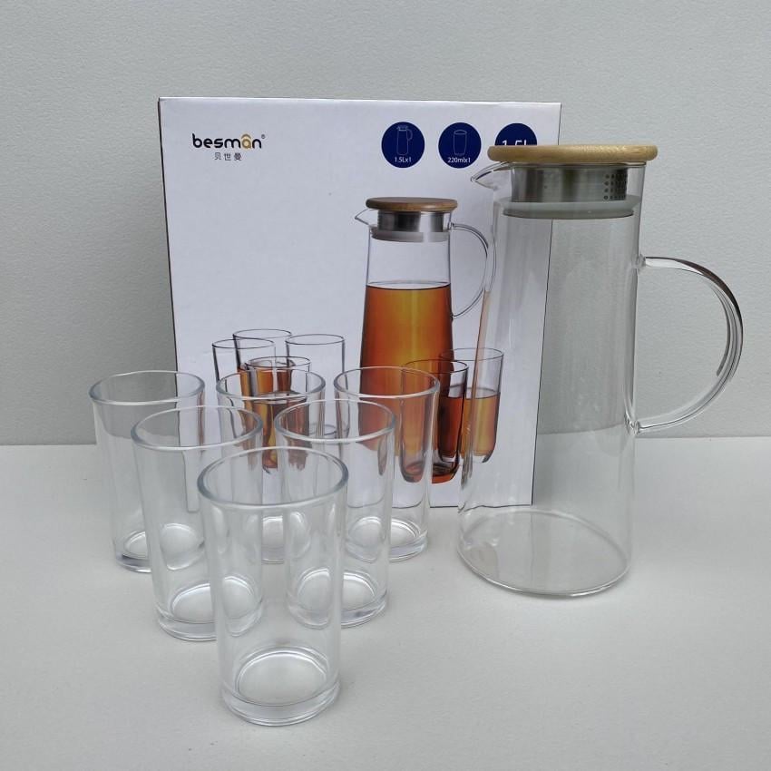 Набор для напитков кувшин S&T 9048-01 1500 мл/клянки 6 шт. 220 мл (2255096393) Набор для напитков кувшин S&T 9048-01 1500 мл/клянки 6 шт. 220 мл (2255096393)