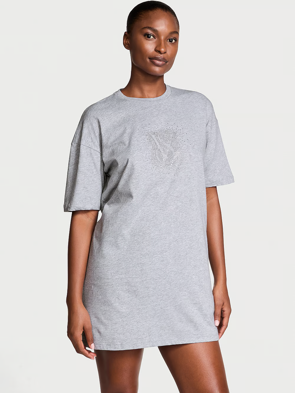 Сорочка Victoria's Secret Cotton Oversized Sleep Tee бавовняна XS/S Сірий (23379729)