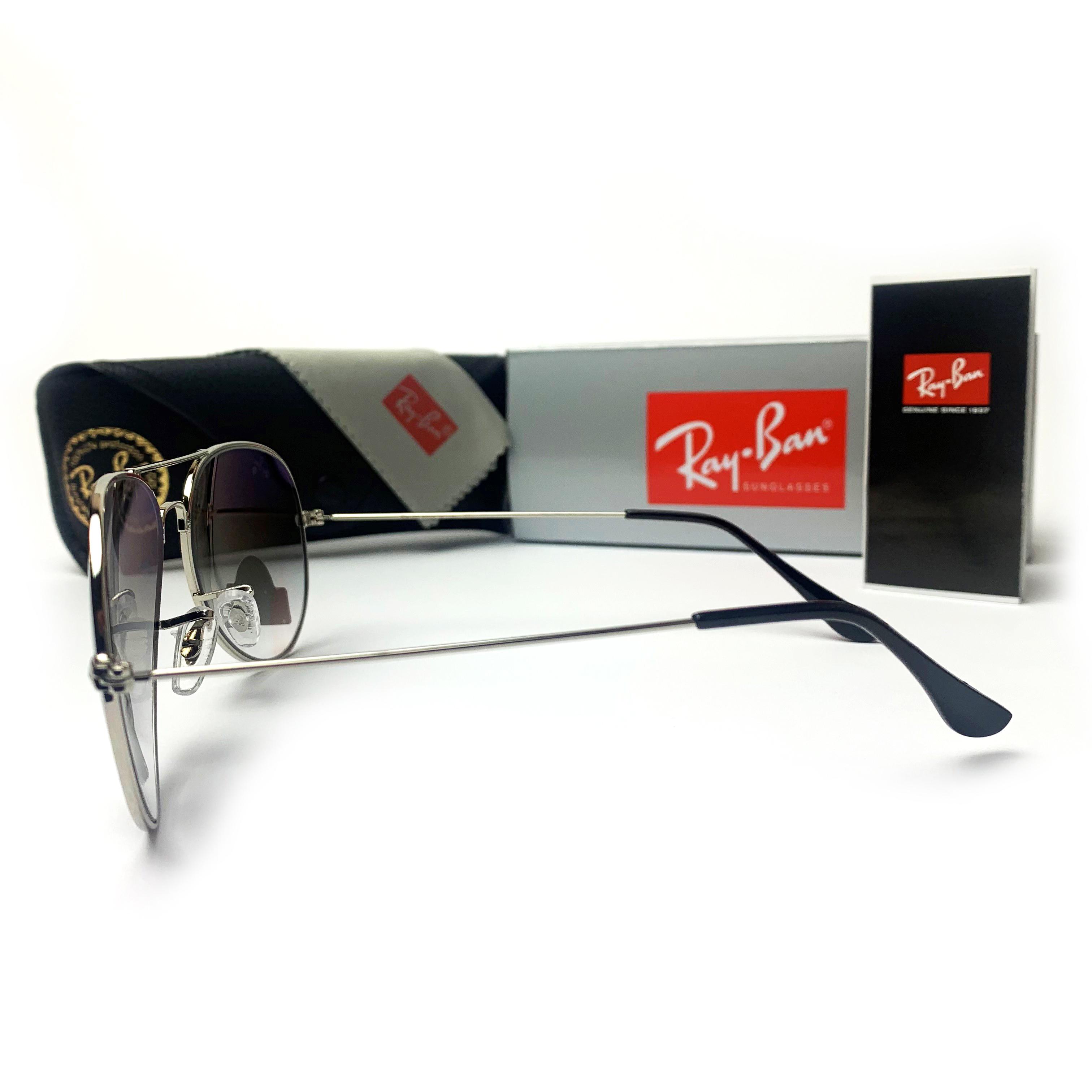 Солнцезащитные Очки Aviator 3025 капли Голубой градиент/Серебро - фото 3