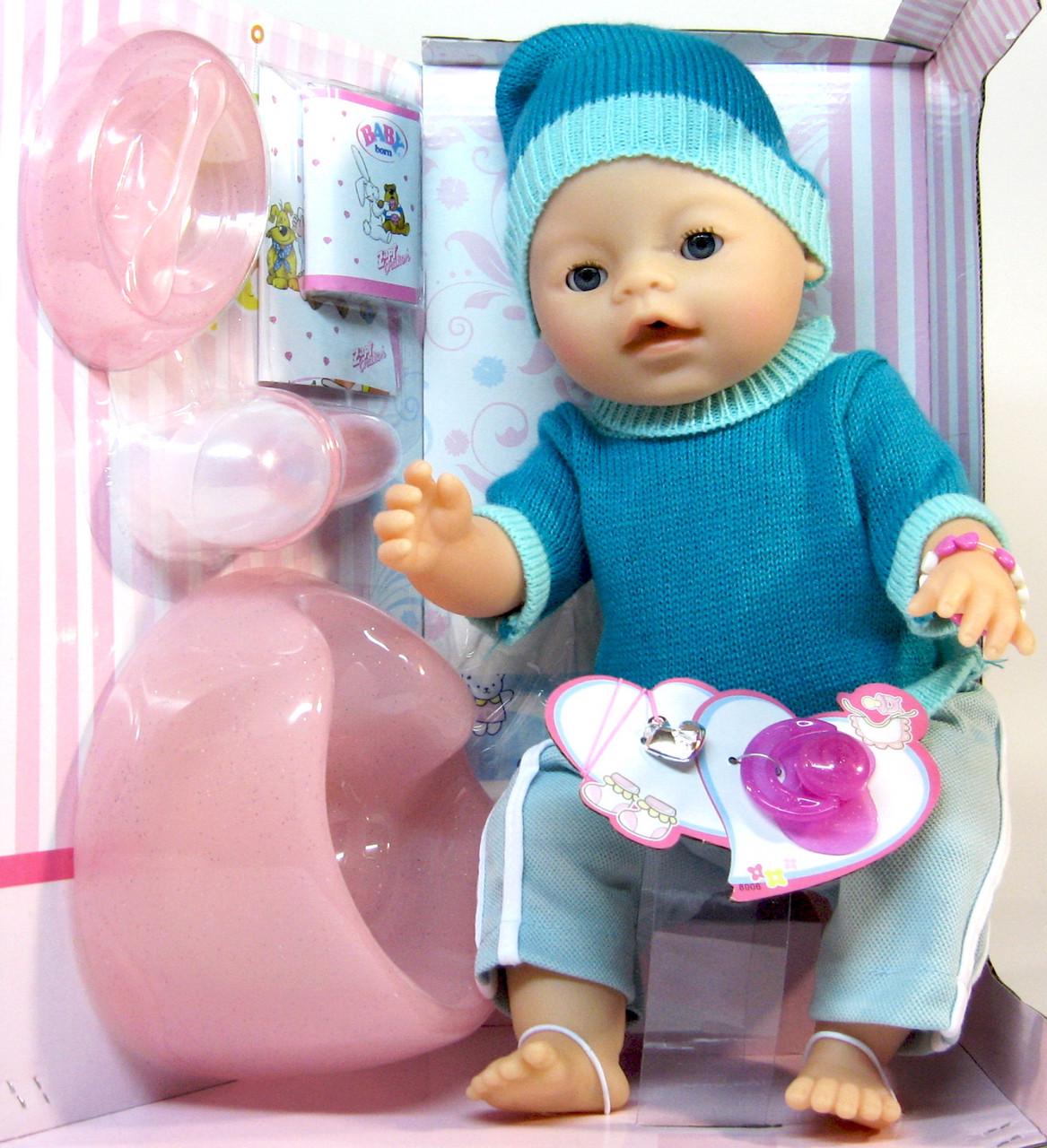 Кукла пупс функциональная 8006-F с горшком и магнитной соской