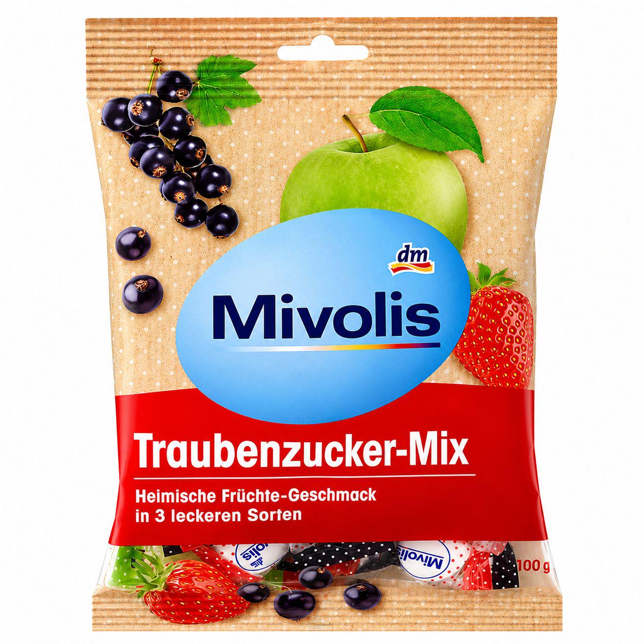 Конфеты декстрозные DM Mivolis Traubenzucker-Mix без сахара 37 шт. 100 г (EPI-15102025-1414)