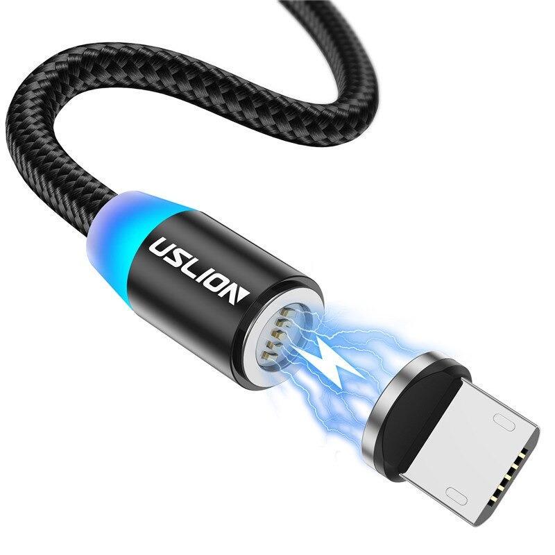 Кабель магнітний Uslion Micro USB та передача даних 3A 1 м Black (20395)