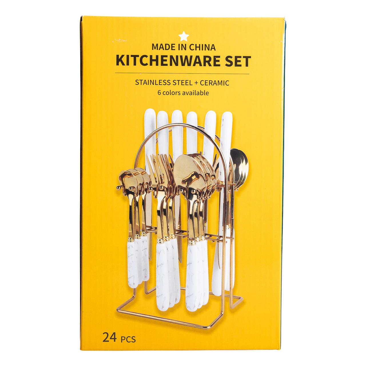 Набір столових приборів на підставці 24 пр. з керамічними ручками (HP-20-50) - фото 9