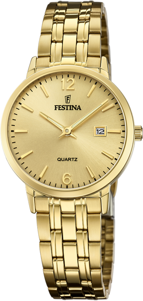 Наручний годинник жіночий Festina F20514/3 Classics з сталевим корпусом WR 50 м та золотистим циферблатом