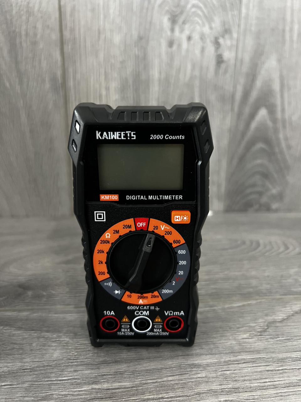 Мультиметр KAIWEETS KM100 электронный 2000 count CAT III 600 В DC/AC напряжение сопротивление индикатор LCD