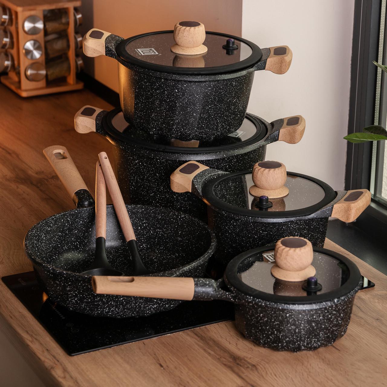 Набір посуду MGC з 4 каструль та сковорідок Чорний - фото 7 Набір посуду MGC з 4 каструль та сковорідок Чорний - фото 7