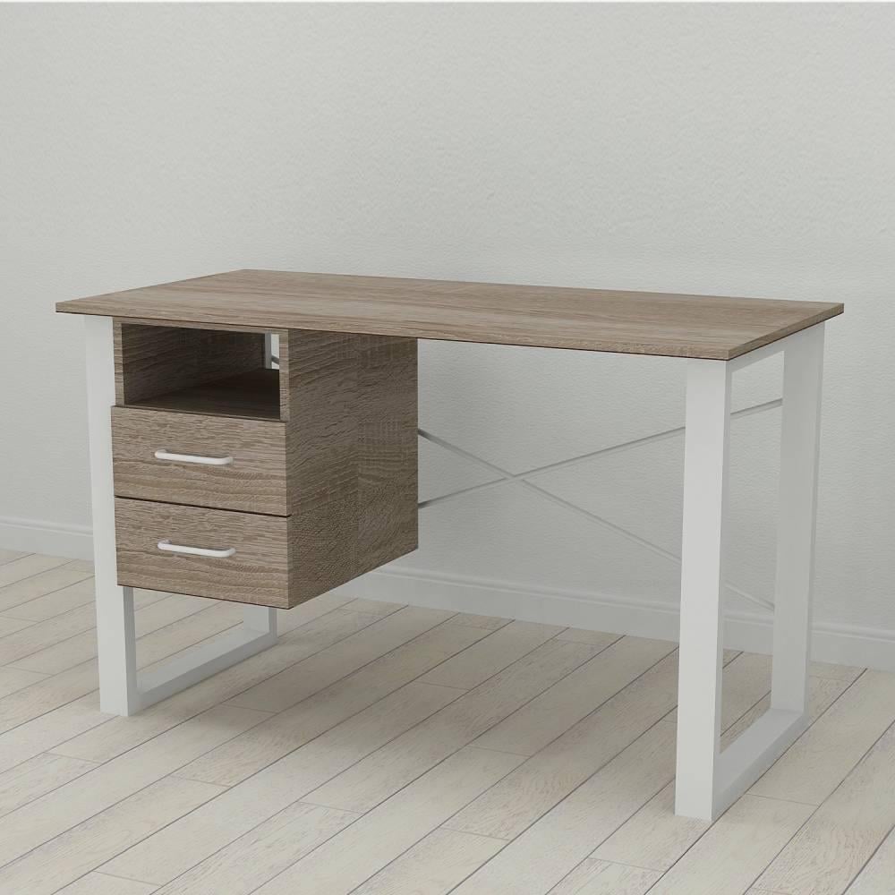 Письмовий стіл із ящиками Ferrum-decor Оскар метал/ДСП 16 мм 750x1200x700 мм Білий/Дуб Сонома Трюфель (FRD-103266) - фото 3 Письмовий стіл із ящиками Ferrum-decor Оскар метал/ДСП 16 мм 750x1200x700 мм Білий/Дуб Сонома Трюфель (FRD-103266) - фото 3