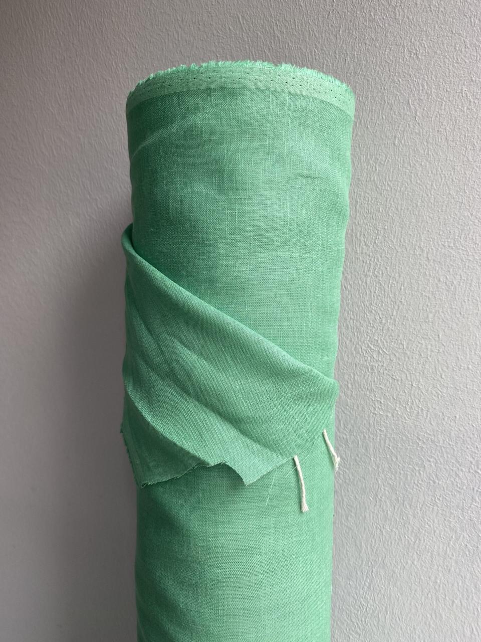 Тканина сорочково-платтєва LINEN PLUS 100% льон 150 см 393 Салатовий