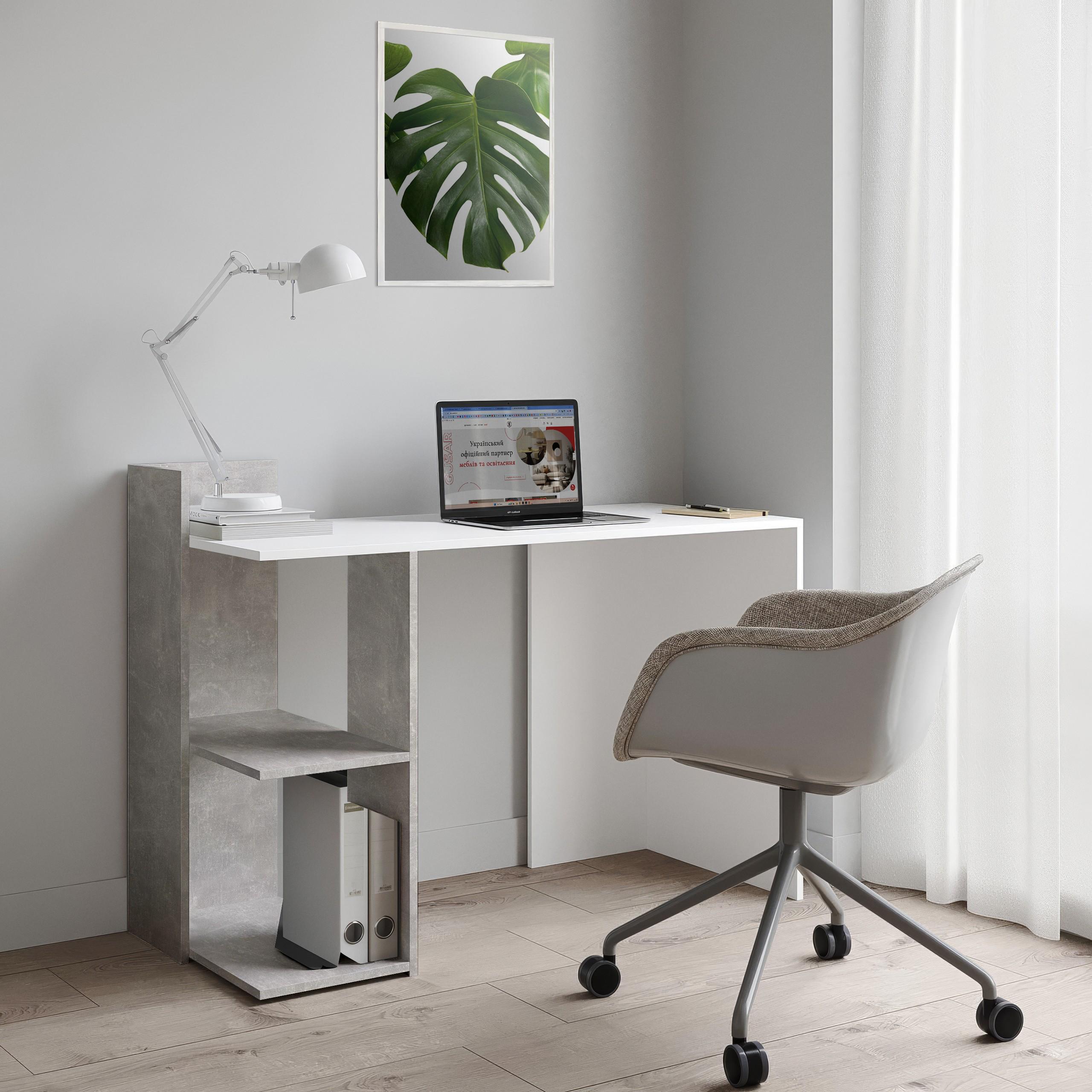 Стол письменный с полками S-12 1200х520х870 мм Белый/Бетон - фото 1