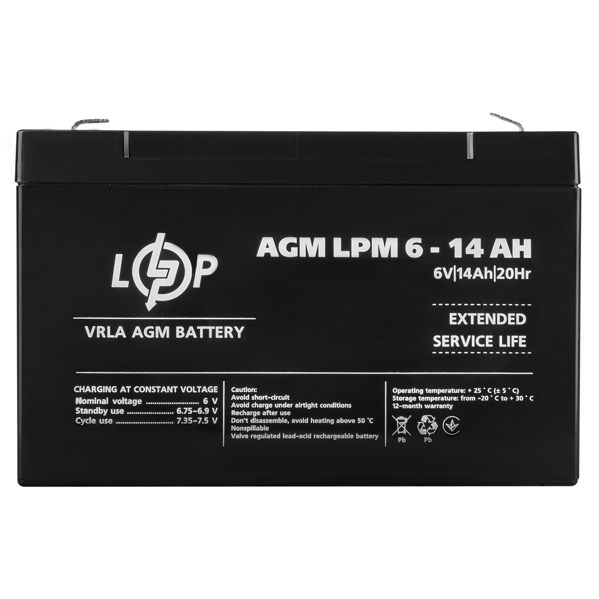 Акумулятор тяговий AGM LPM 6 V 14 Ah (4160)
