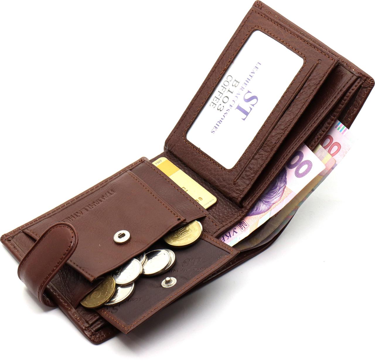 Портмоне мужское ST Leathe из натуральной кожи с фиксацией Coffee Коричневый (ST103) - фото 7 Портмоне мужское ST Leathe из натуральной кожи с фиксацией Coffee Коричневый (ST103) - фото 7