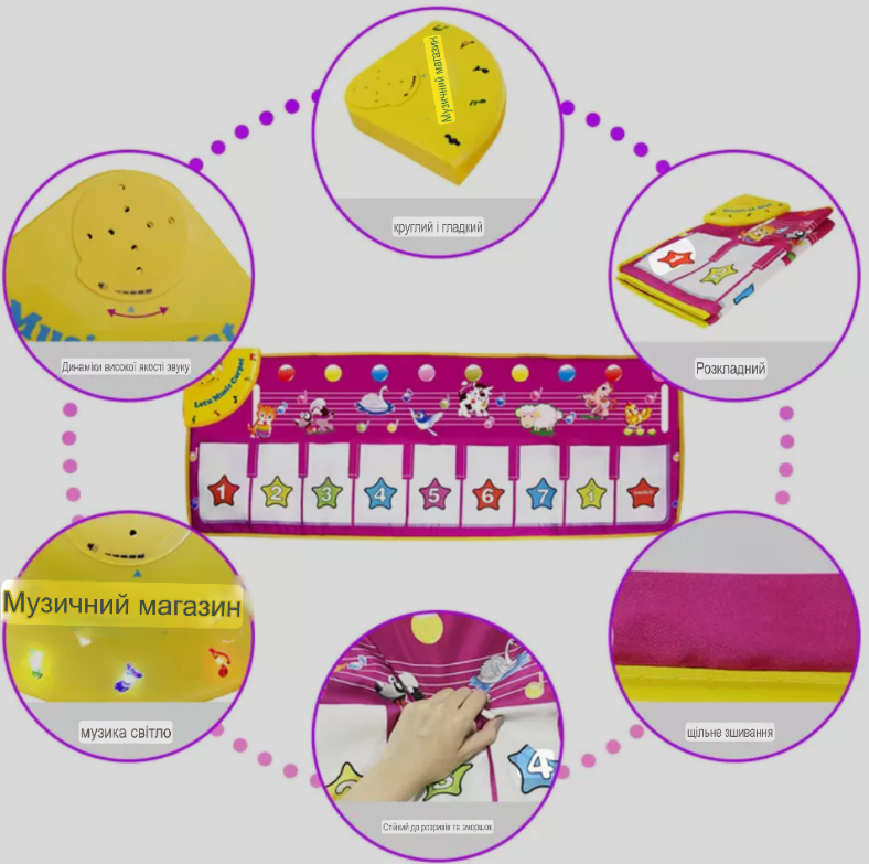 Килимок-піаніно з тваринами та цифрами (105) - фото 5 Килимок-піаніно з тваринами та цифрами (105) - фото 5