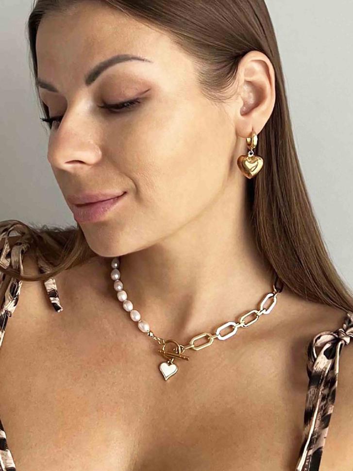 Цепь женская на шею с жемчугом и кулоном (4925) Цепь женская на шею с жемчугом и кулоном (4925)