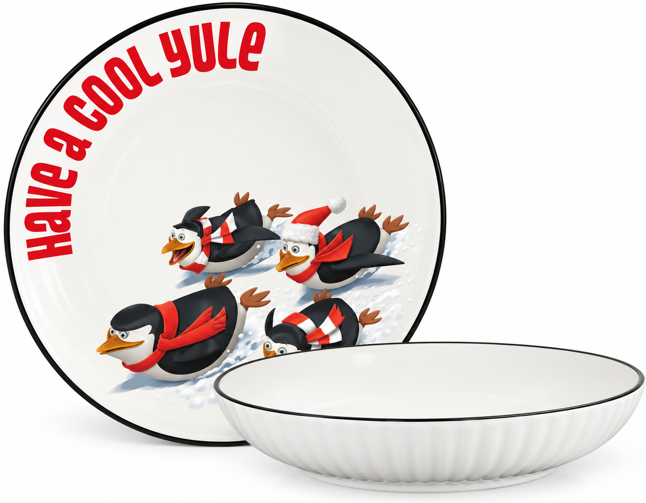 Тарелка GalleryGlass Penguins Madagascar Have a cool yule фарфоровая 203 мм (75006726)