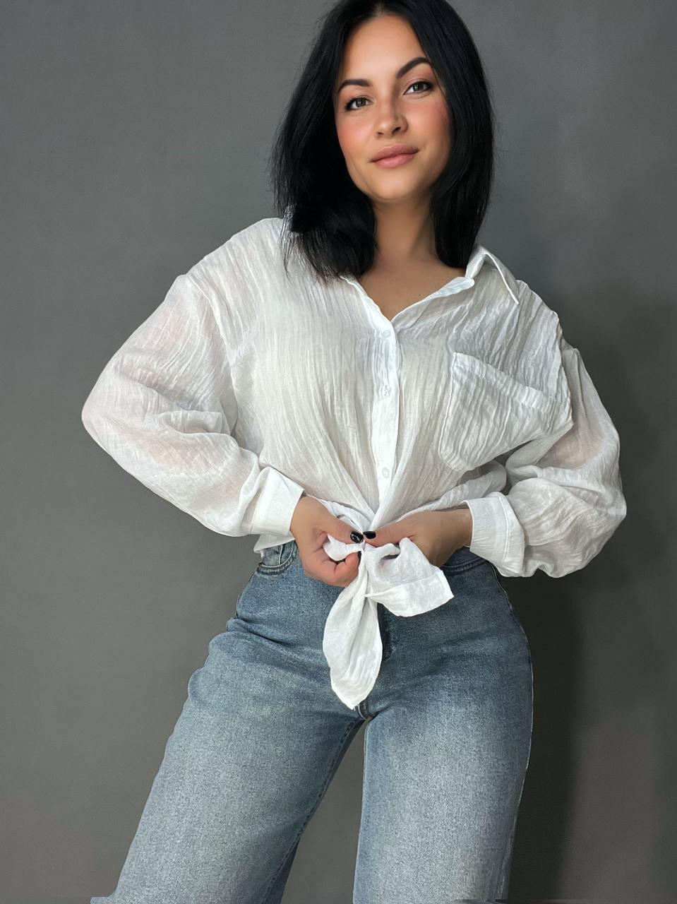 Рубашка женская Xingyue 388 с карманом жатка OS Белый (26730534) - фото 5 Рубашка женская Xingyue 388 с карманом жатка OS Белый (26730534) - фото 5