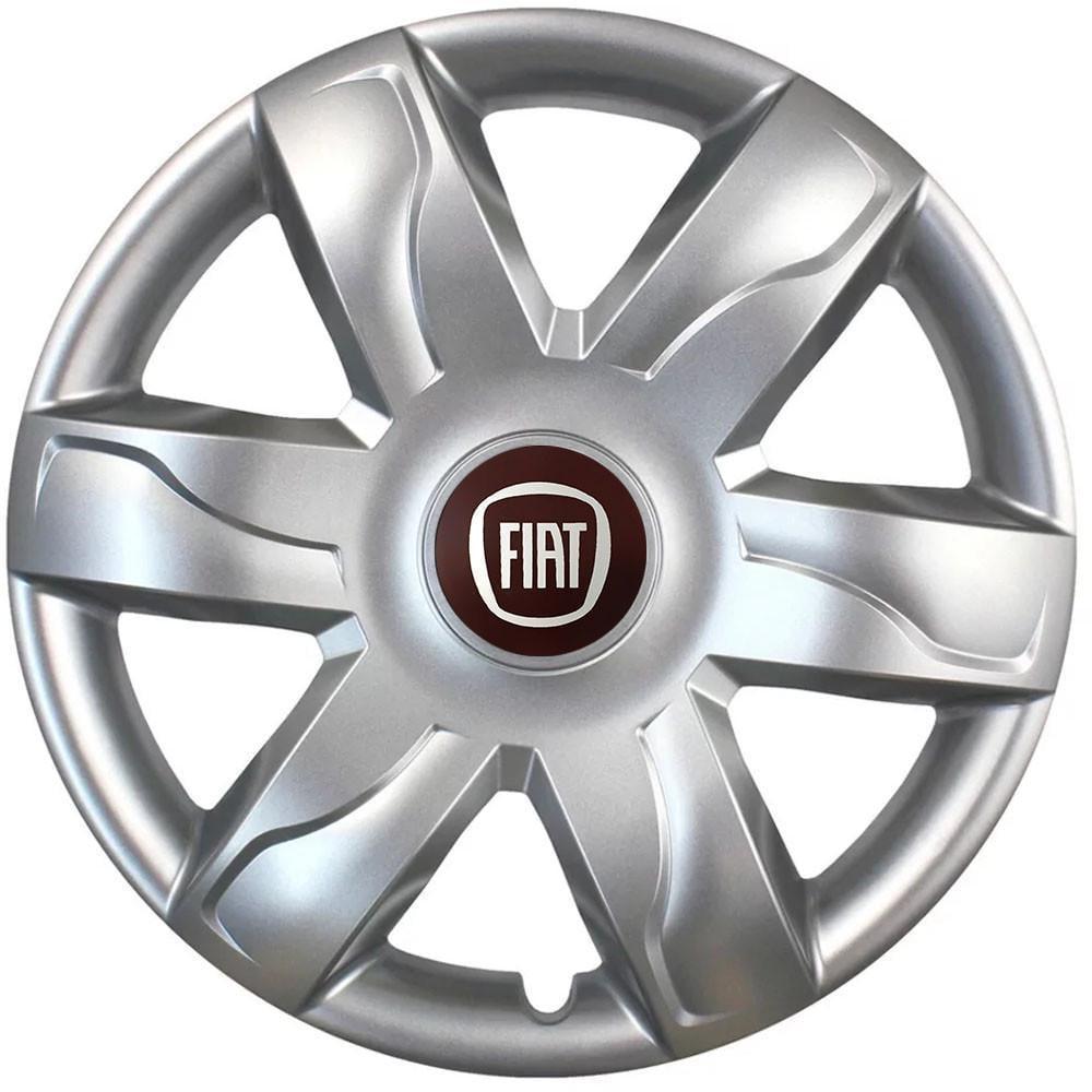 Колпаки SJS 318 с логотипом Fiat R15 4 шт. Серебристый