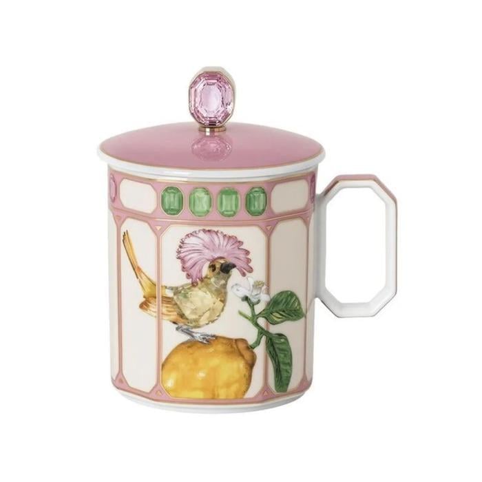Кружка для чая Rosenthal IDYLLIA Swarovski x Королевская мухоловка с крышкой фарфора в розовой рамке 390 мл (2668559) Кружка для чая Rosenthal IDYLLIA Swarovski x Королевская мухоловка с крышкой фарфора в розовой рамке 390 мл (2668559)