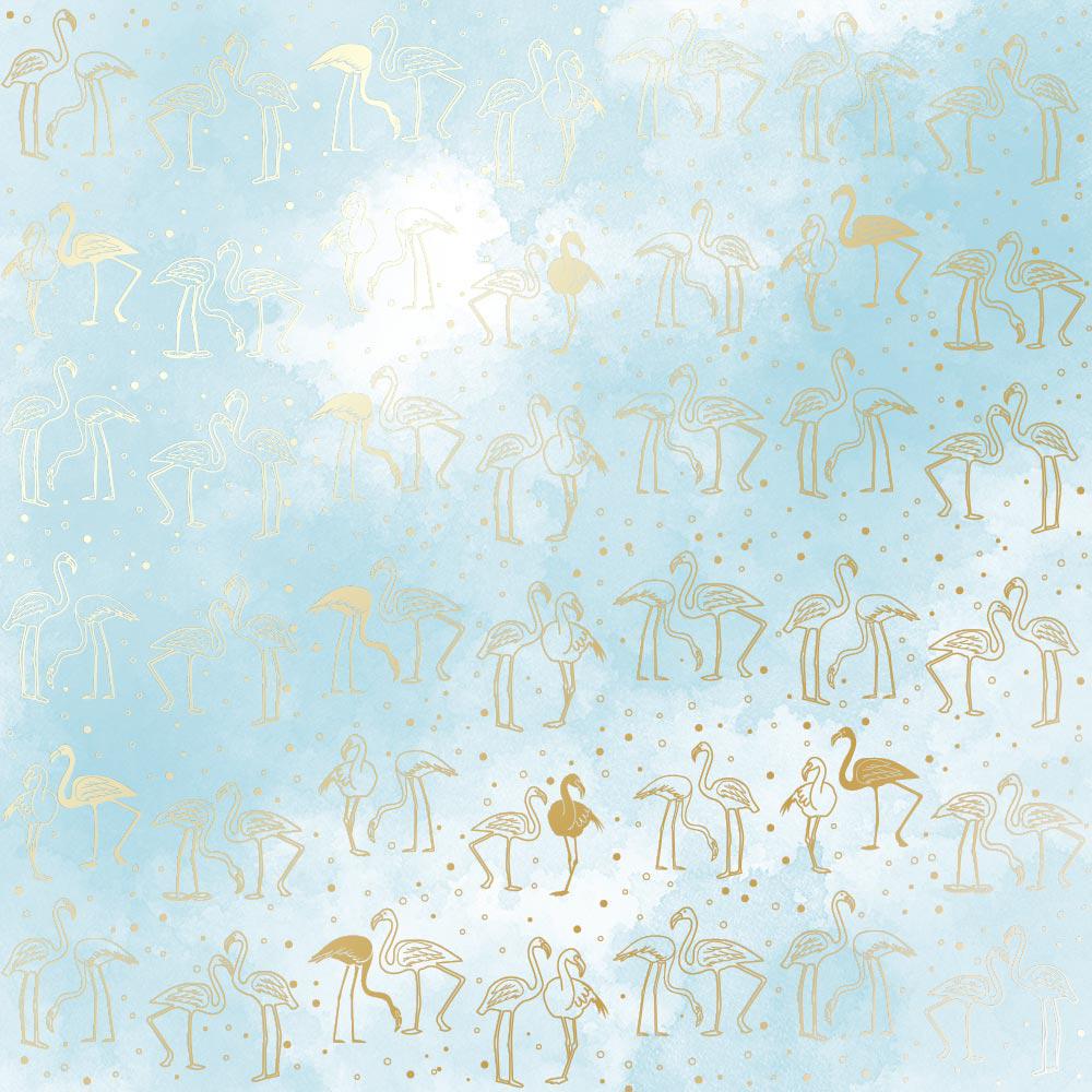 Лист бумаги односторонний Golden Flaming с фольгированием 30,5х30,5 см Azure/Watercolor