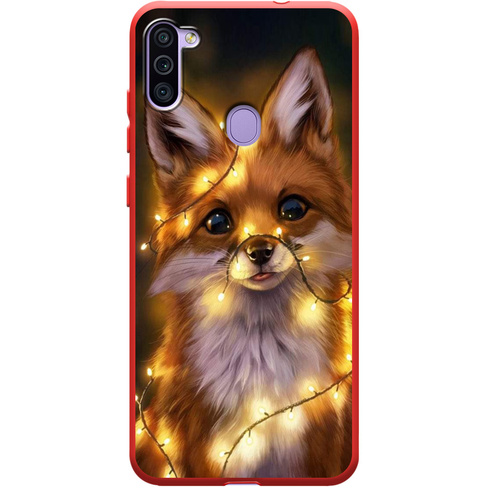 Чехол Boxface Samsung M115 Galaxy M11 Рождественская лиса Красный силикон (39780-up2399-40327)