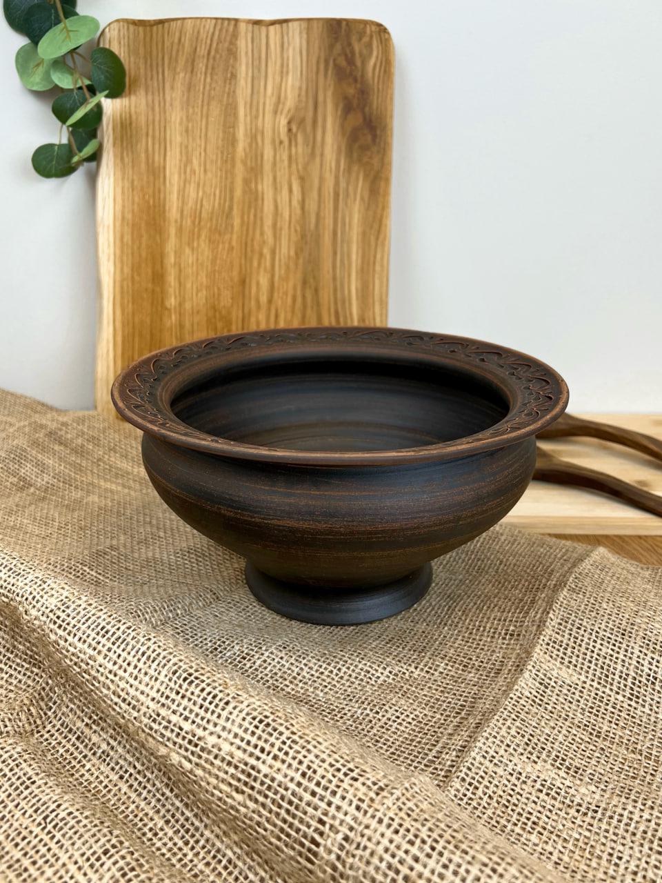 Миска для вареников керамическая глиняная резная декор 2 л (3000-16)