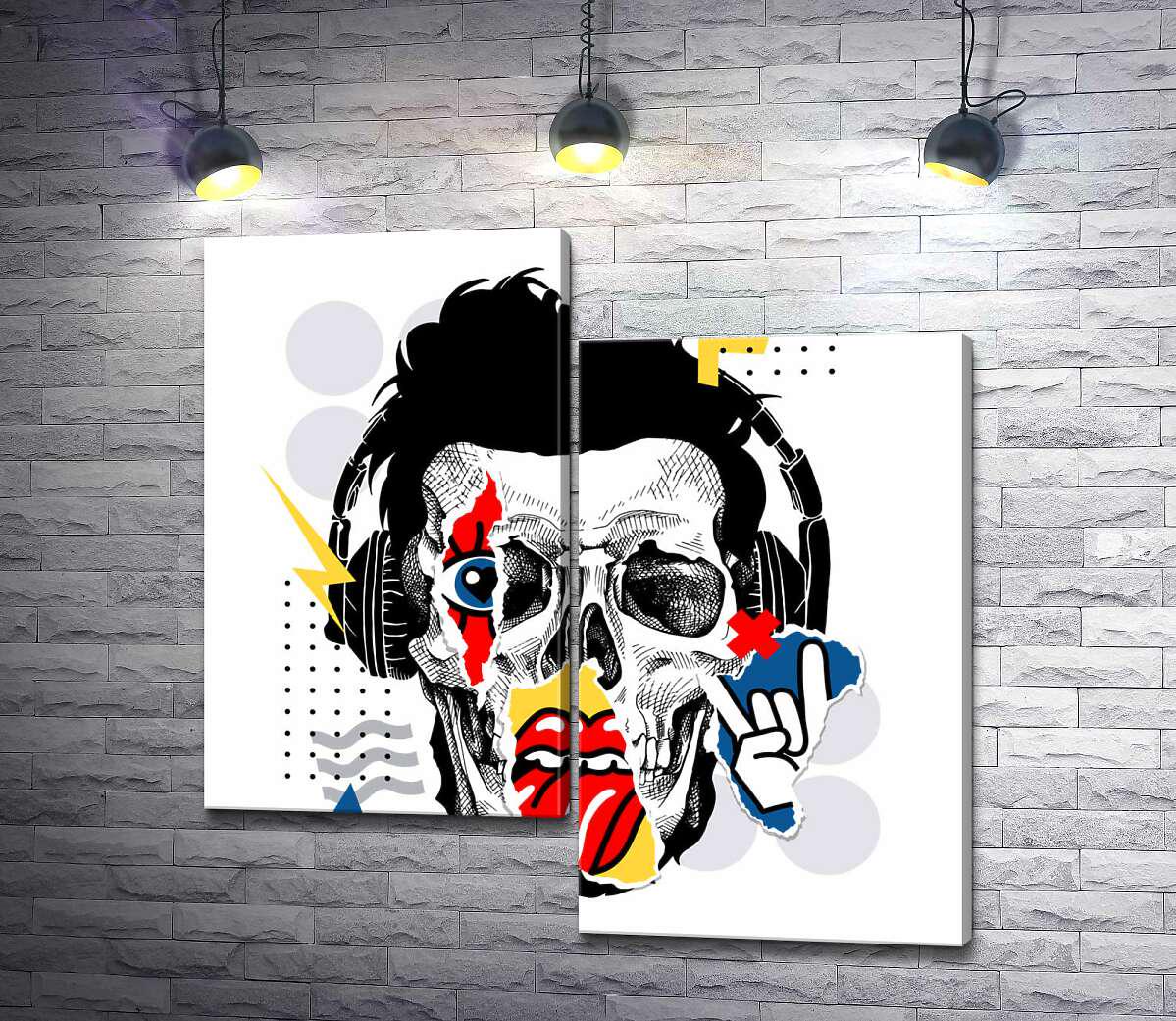 Модульная картина ArtPoster Абстрактный череп-хипстер 100x100 см Модуль №5 (003768)