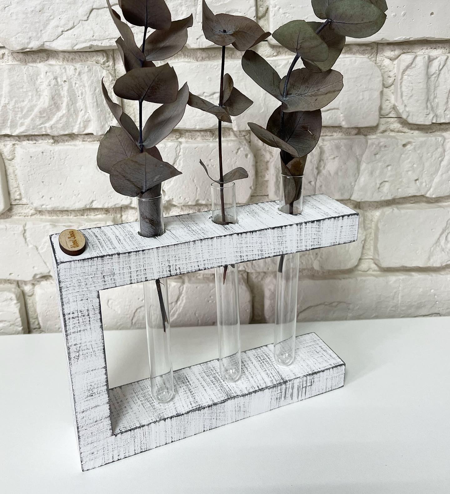 Ваза із пробірками для квітів міні 20х15 3 шт. Біло-сірий - фото 1 Ваза із пробірками для квітів міні 20х15 3 шт. Біло-сірий - фото 1