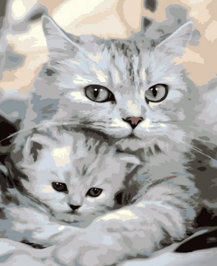 Картина по номерам Strateg Кошка и котенок 40x50 см (GS1005)