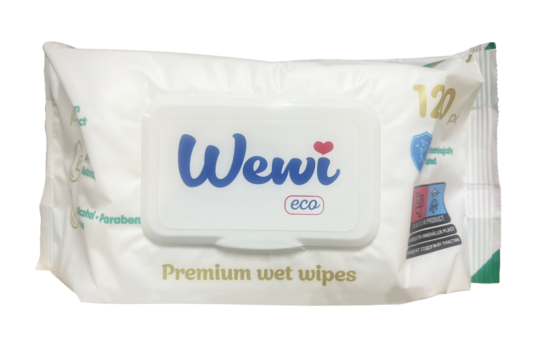 Влажные салфетки Wewi Eco Premium с крышкой 120 шт.