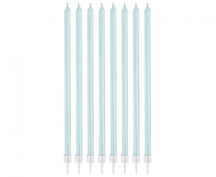 Свеча для торта Partydeco перламутровые 15,5 см 8 шт. Голубой (5902973176094)