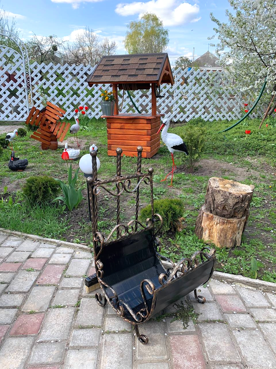 Набор для каминных принадлежностей с дровницей кованый (Vi_0011) - фото 3